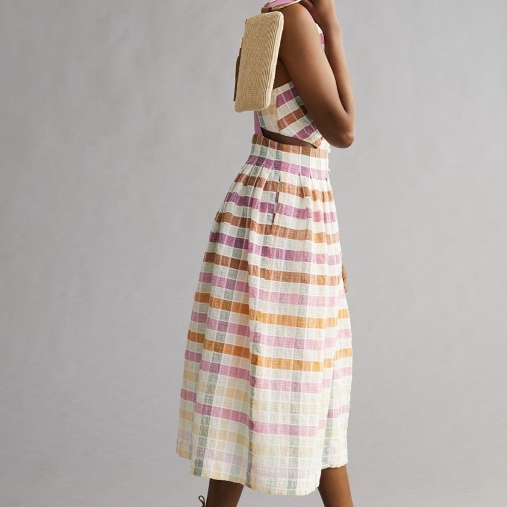 Anthropologie Maeve Ombré Plaid MIDI Sundress size 10P - Picture 3 of 8